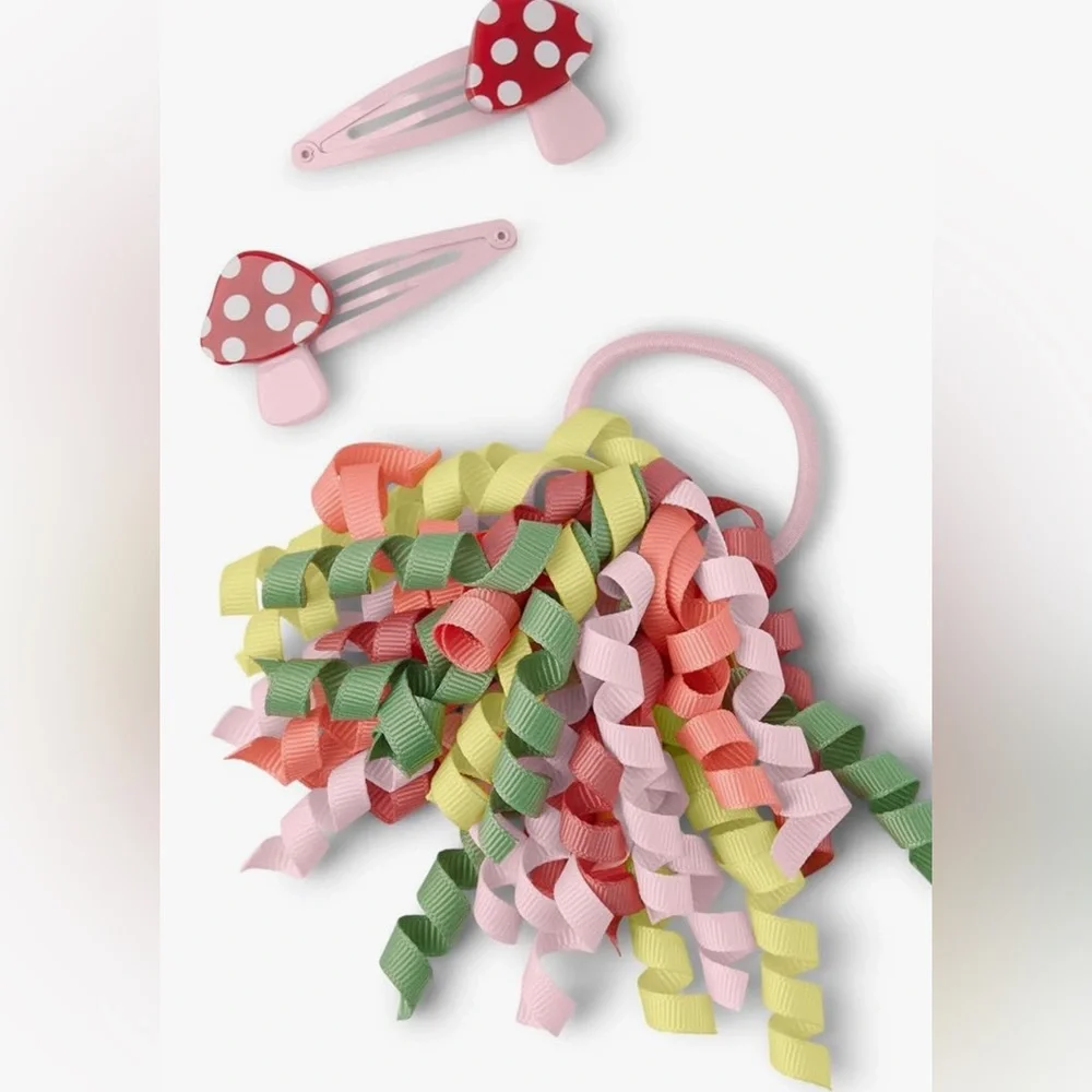NWT Girls' and Toddler 3-Piece Snap Clips and Tie Hair Accessories By Gymboree